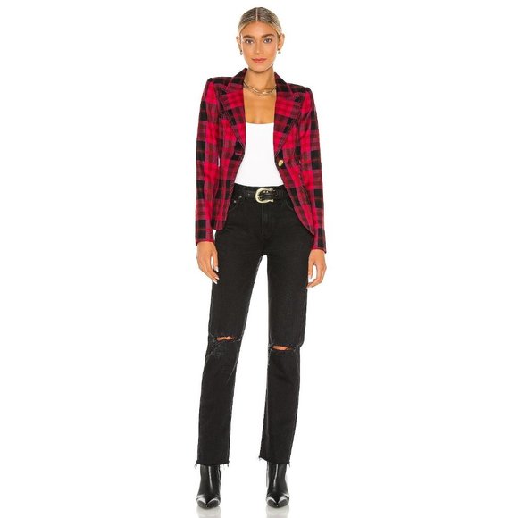 Smythe Patch Pocket Duchess Blazer in Pink Tartan - Picture 4 of 8